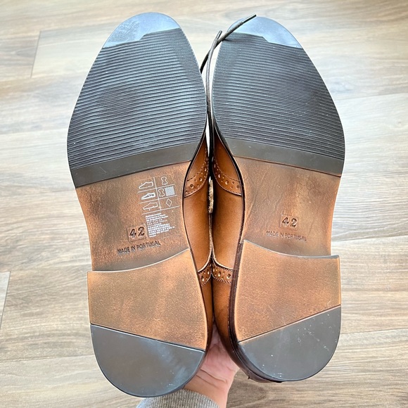 NWT H&M Real Leather Men’s Dress Shoes Size 42 EU Men’s 9 Cognac Brown Lace Up - Picture 2 of 8